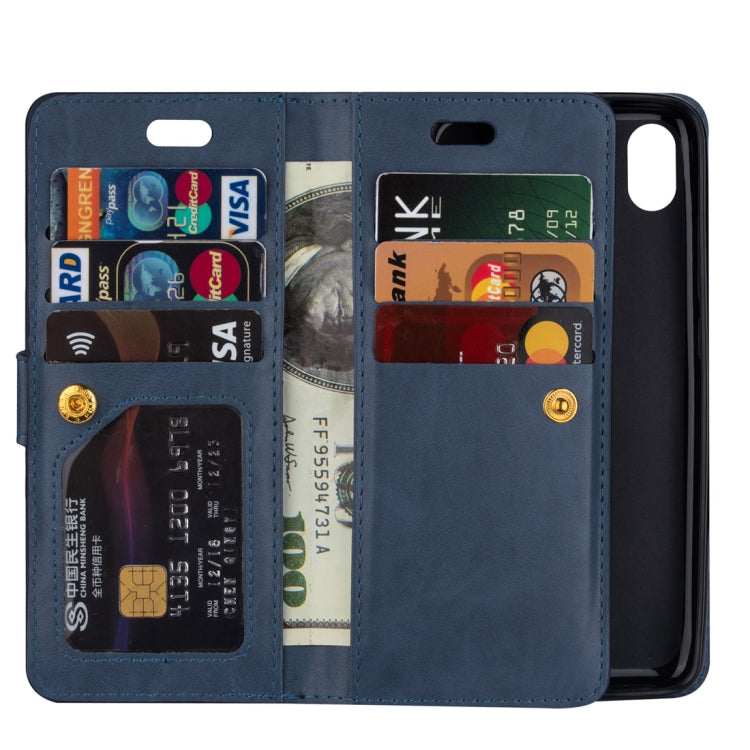 For Xiaomi Redmi 7A Multifunctional Zipper Horizontal Flip Leather Case with Holder & Wallet & 9 Card Slots & Lanyard