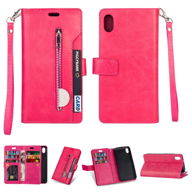 For Xiaomi Redmi 7A Multifunctional Zipper Horizontal Flip Leather Case with Holder & Wallet & 9 Card Slots & Lanyard