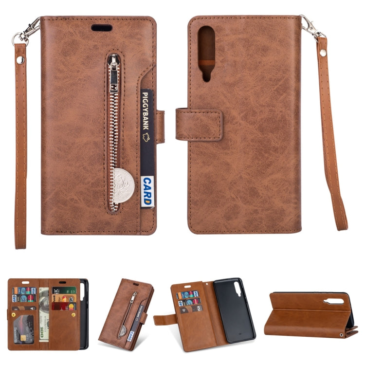 For Xiaomi Mi 9 / Mi 9 Explorer Multifunctional Zipper Horizontal Flip Leather Case with Holder & Wallet & 9 Card Slots & Lanyard