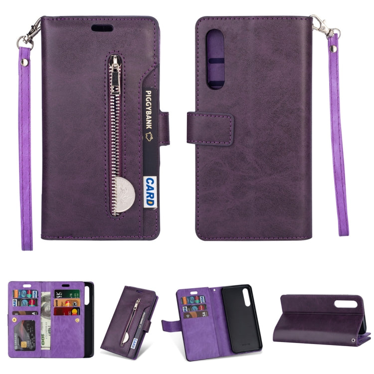 For Xiaomi Mi 9 SE Multifunctional Zipper Horizontal Flip Leather Case with Holder & Wallet & 9 Card Slots & Lanyard
