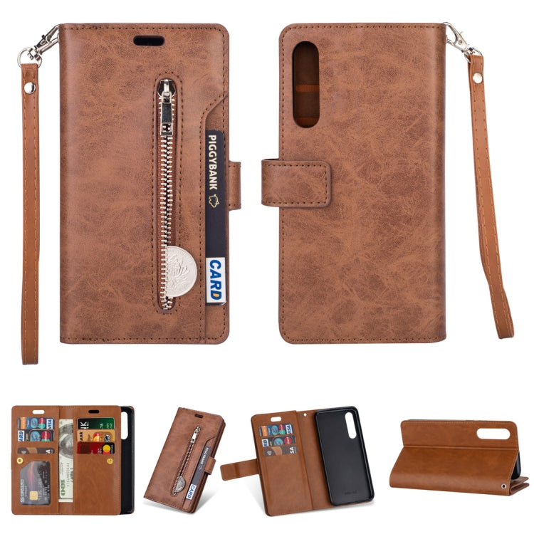 For Xiaomi Mi 9 SE Multifunctional Zipper Horizontal Flip Leather Case with Holder & Wallet & 9 Card Slots & Lanyard