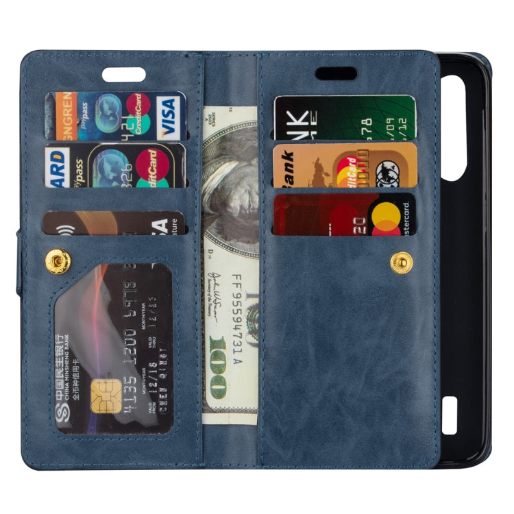 For Xiaomi Mi CC9 / Mi A3 Lite / Mi 9 Lite Multifunctional Zipper Horizontal Flip Leather Case with Holder & Wallet & 9 Card Slots & Lanyard