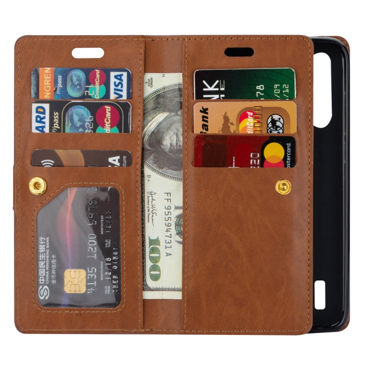 For Xiaomi Mi CC9 / Mi A3 Lite / Mi 9 Lite Multifunctional Zipper Horizontal Flip Leather Case with Holder & Wallet & 9 Card Slots & Lanyard