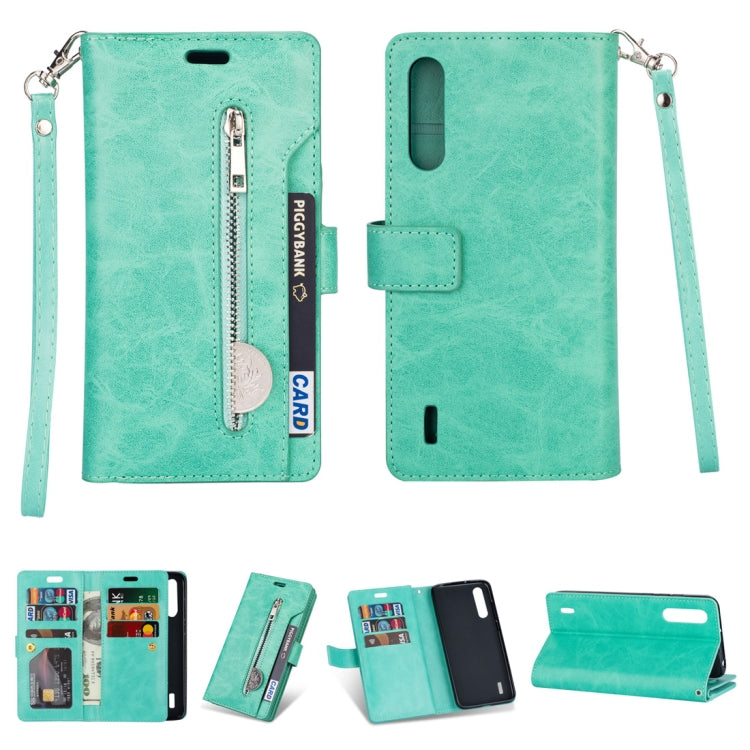 For Xiaomi Mi CC9 / Mi A3 Lite / Mi 9 Lite Multifunctional Zipper Horizontal Flip Leather Case with Holder & Wallet & 9 Card Slots & Lanyard