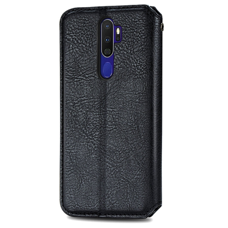 For OPPO A5 (2020) / A9 (2020) Cubic Grid Pressed Horizontal Flip Magnetic PU Leather Case with Holder & Card Slots & Wallet