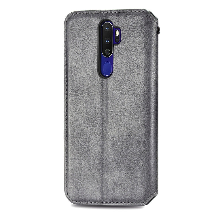 For OPPO A5 (2020) / A9 (2020) Cubic Grid Pressed Horizontal Flip Magnetic PU Leather Case with Holder & Card Slots & Wallet