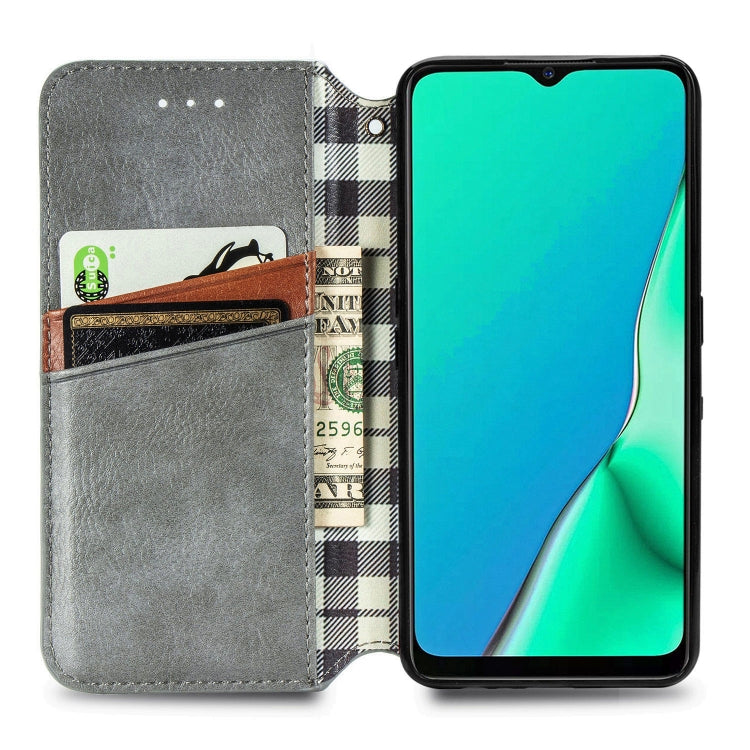 For OPPO A5 (2020) / A9 (2020) Cubic Grid Pressed Horizontal Flip Magnetic PU Leather Case with Holder & Card Slots & Wallet