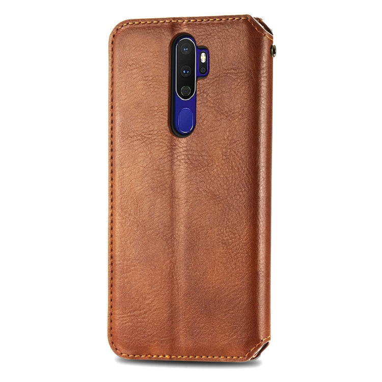 For OPPO A5 (2020) / A9 (2020) Cubic Grid Pressed Horizontal Flip Magnetic PU Leather Case with Holder & Card Slots & Wallet