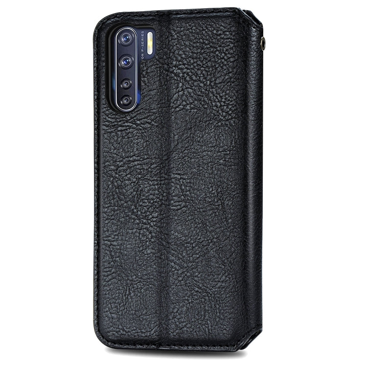 For OPPO A91 / F15 Cubic Grid Pressed Horizontal Flip Magnetic PU Leather Case with Holder & Card Slots & Wallet
