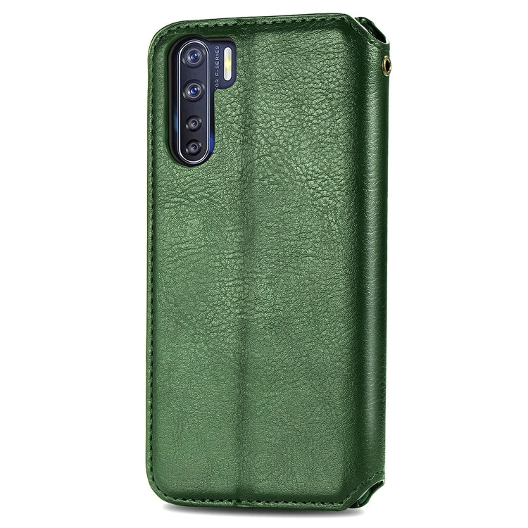 For OPPO A91 / F15 Cubic Grid Pressed Horizontal Flip Magnetic PU Leather Case with Holder & Card Slots & Wallet