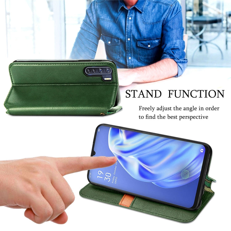 For OPPO A91 / F15 Cubic Grid Pressed Horizontal Flip Magnetic PU Leather Case with Holder & Card Slots & Wallet