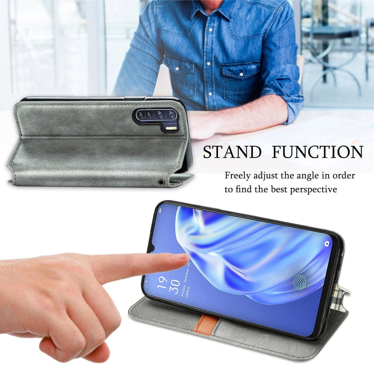 For OPPO A91 / F15 Cubic Grid Pressed Horizontal Flip Magnetic PU Leather Case with Holder & Card Slots & Wallet