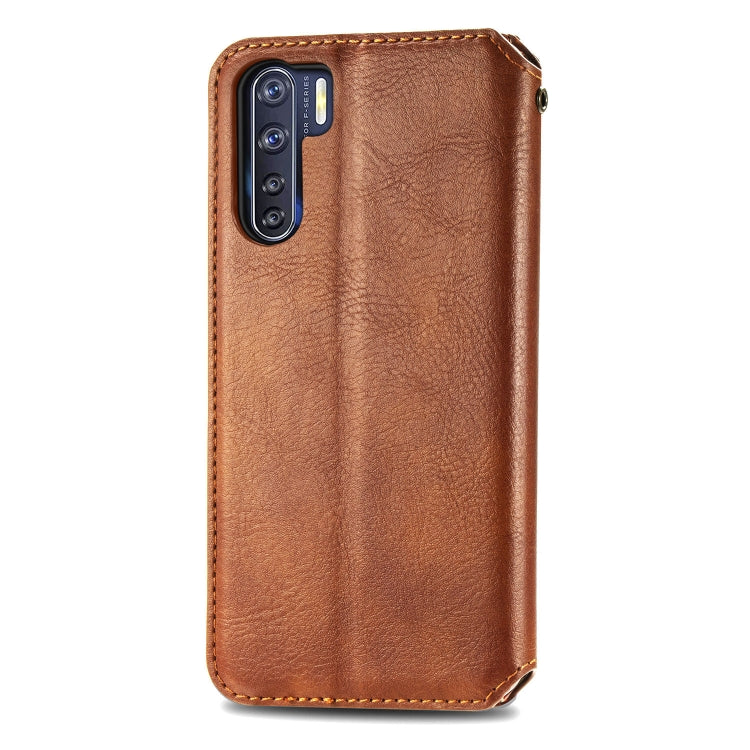 For OPPO A91 / F15 Cubic Grid Pressed Horizontal Flip Magnetic PU Leather Case with Holder & Card Slots & Wallet