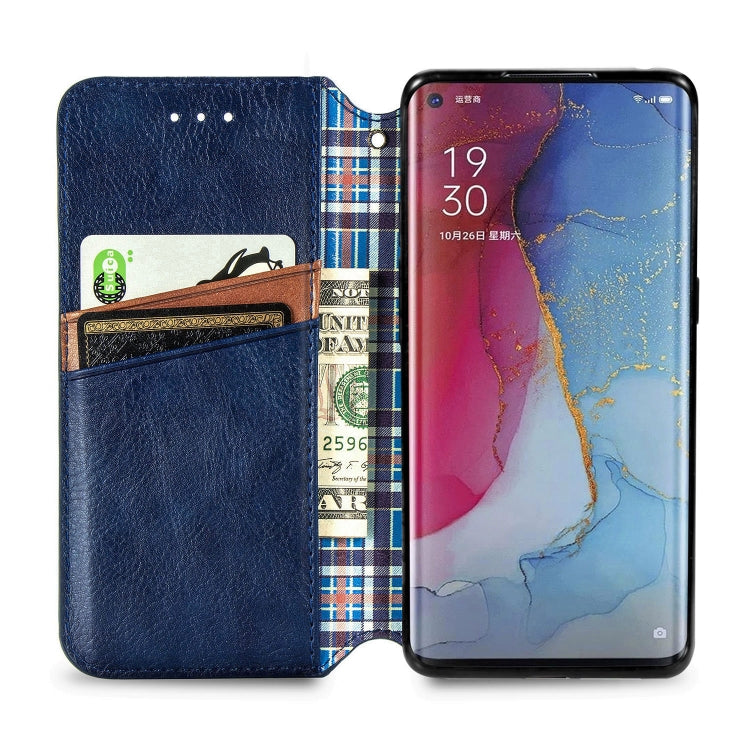 For OPPO Reno3 Pro Cubic Grid Pressed Horizontal Flip Magnetic PU Leather Case with Holder & Card Slots & Wallet