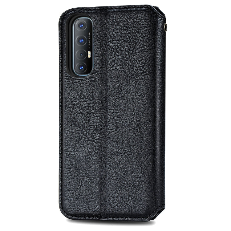 For OPPO Reno3 Pro Cubic Grid Pressed Horizontal Flip Magnetic PU Leather Case with Holder & Card Slots & Wallet