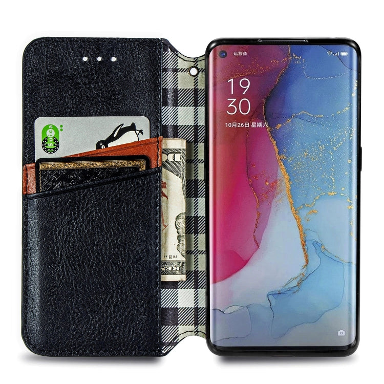 For OPPO Reno3 Pro Cubic Grid Pressed Horizontal Flip Magnetic PU Leather Case with Holder & Card Slots & Wallet