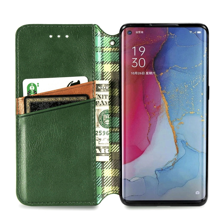 For OPPO Reno3 Pro Cubic Grid Pressed Horizontal Flip Magnetic PU Leather Case with Holder & Card Slots & Wallet