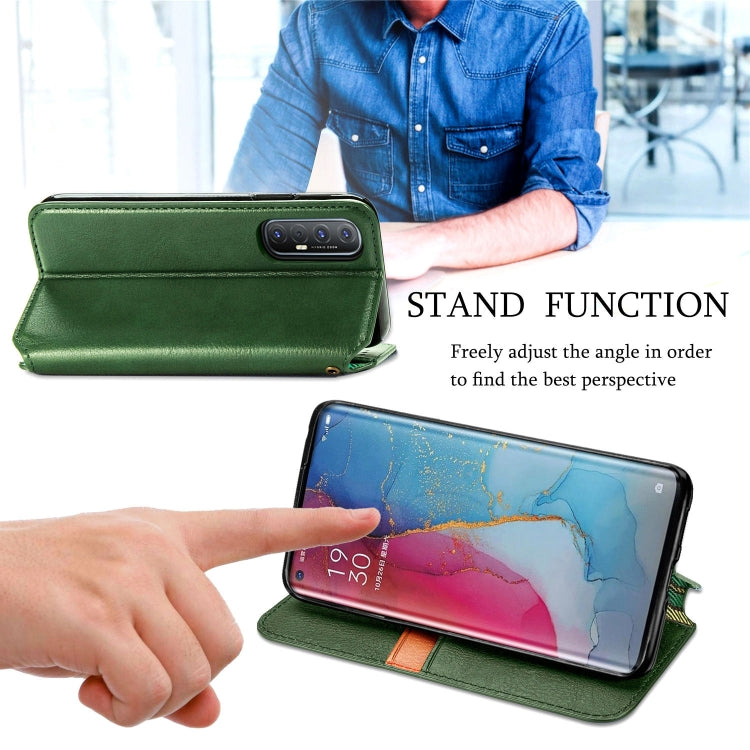 For OPPO Reno3 Pro Cubic Grid Pressed Horizontal Flip Magnetic PU Leather Case with Holder & Card Slots & Wallet