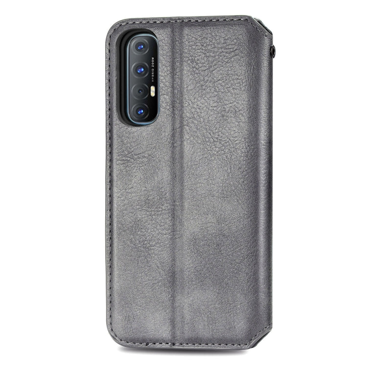 For OPPO Reno3 Pro Cubic Grid Pressed Horizontal Flip Magnetic PU Leather Case with Holder & Card Slots & Wallet