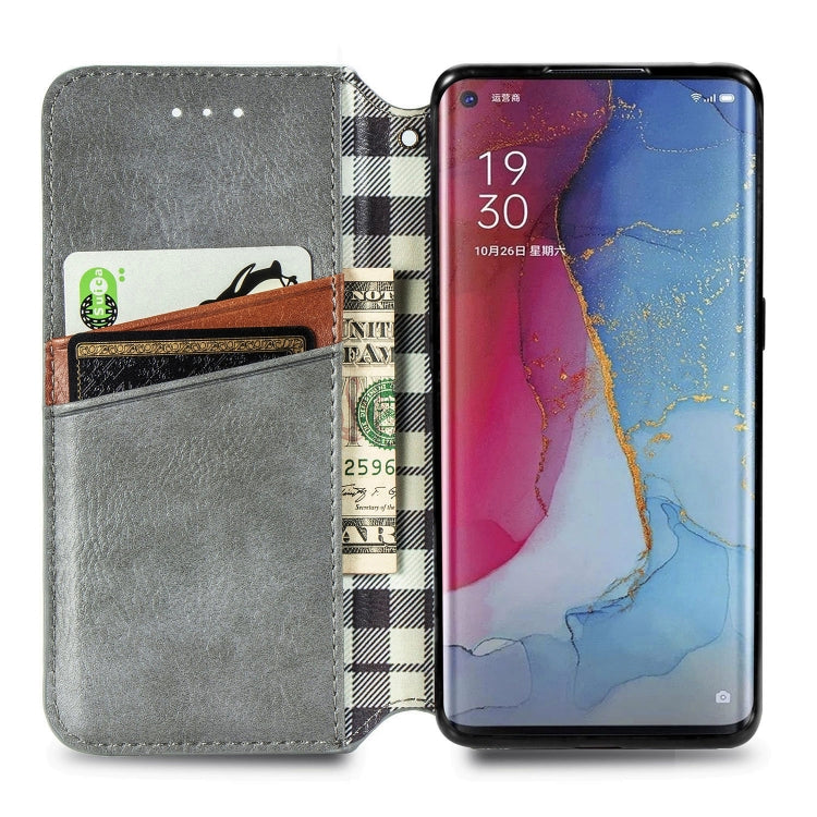 For OPPO Reno3 Pro Cubic Grid Pressed Horizontal Flip Magnetic PU Leather Case with Holder & Card Slots & Wallet