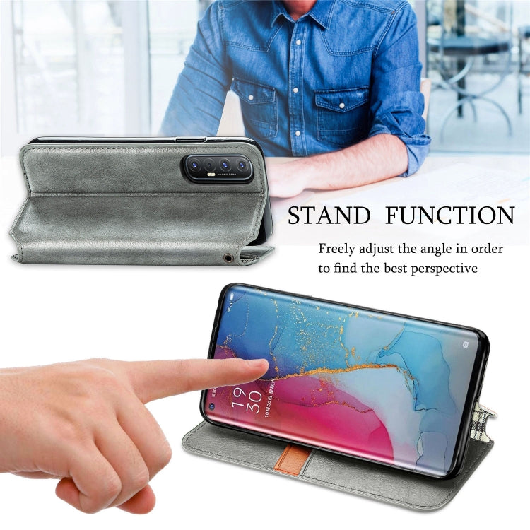 For OPPO Reno3 Pro Cubic Grid Pressed Horizontal Flip Magnetic PU Leather Case with Holder & Card Slots & Wallet