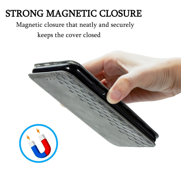 For OPPO Reno3 Pro Cubic Grid Pressed Horizontal Flip Magnetic PU Leather Case with Holder & Card Slots & Wallet