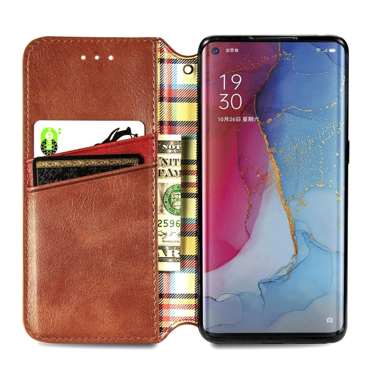 For OPPO Reno3 Pro Cubic Grid Pressed Horizontal Flip Magnetic PU Leather Case with Holder & Card Slots & Wallet