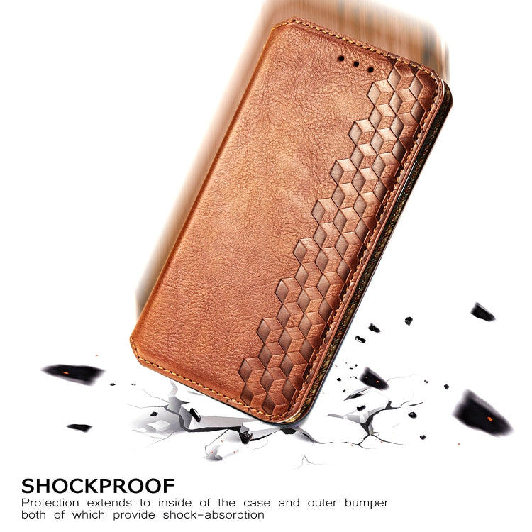 For OPPO Reno3 Pro Cubic Grid Pressed Horizontal Flip Magnetic PU Leather Case with Holder & Card Slots & Wallet