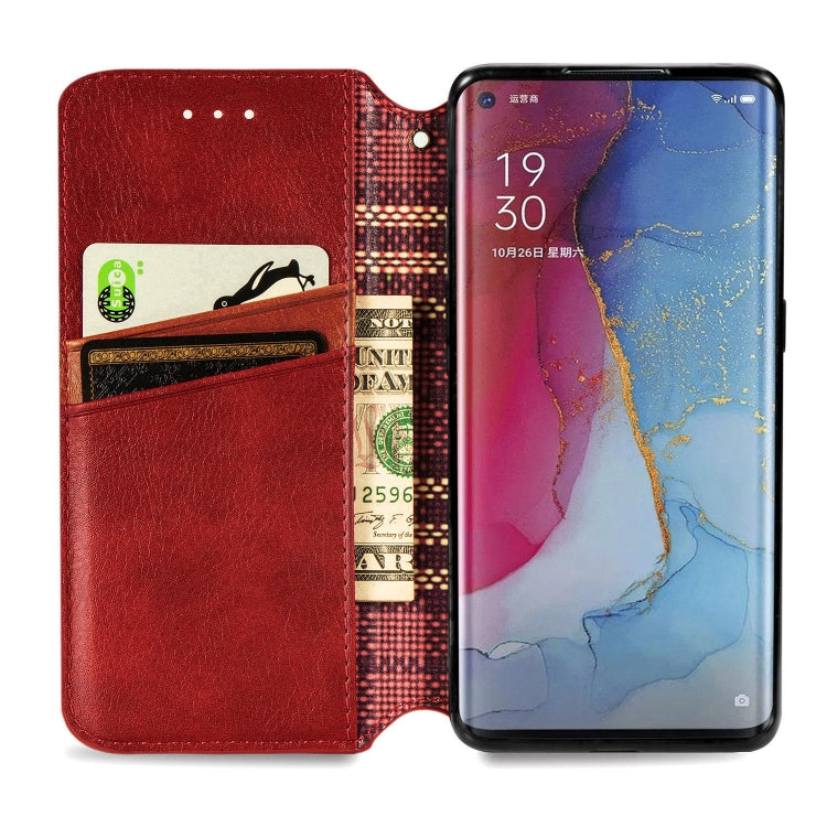 For OPPO Reno3 Pro Cubic Grid Pressed Horizontal Flip Magnetic PU Leather Case with Holder & Card Slots & Wallet