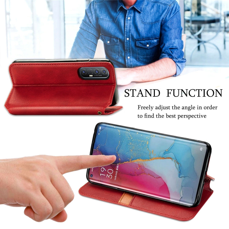 For OPPO Reno3 Pro Cubic Grid Pressed Horizontal Flip Magnetic PU Leather Case with Holder & Card Slots & Wallet