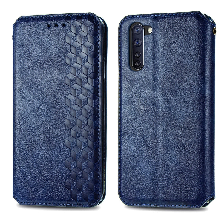 For OPPO Reno 3A Cubic Grid Pressed Horizontal Flip Magnetic PU Leather Case with Holder & Card Slots & Wallet