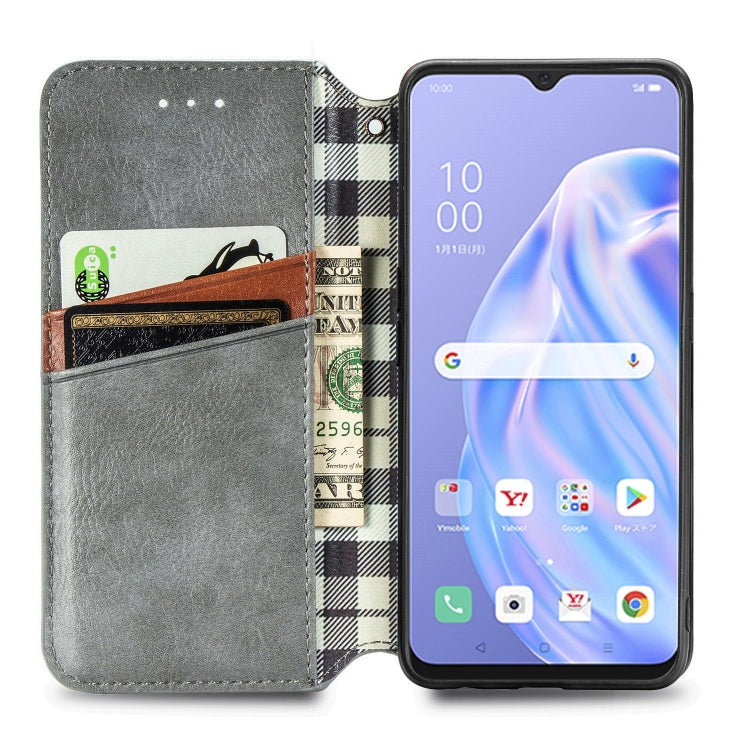 For OPPO Reno 3A Cubic Grid Pressed Horizontal Flip Magnetic PU Leather Case with Holder & Card Slots & Wallet