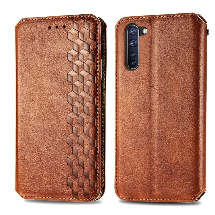 For OPPO Reno 3A Cubic Grid Pressed Horizontal Flip Magnetic PU Leather Case with Holder & Card Slots & Wallet
