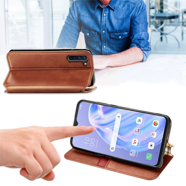 For OPPO Reno 3A Cubic Grid Pressed Horizontal Flip Magnetic PU Leather Case with Holder & Card Slots & Wallet