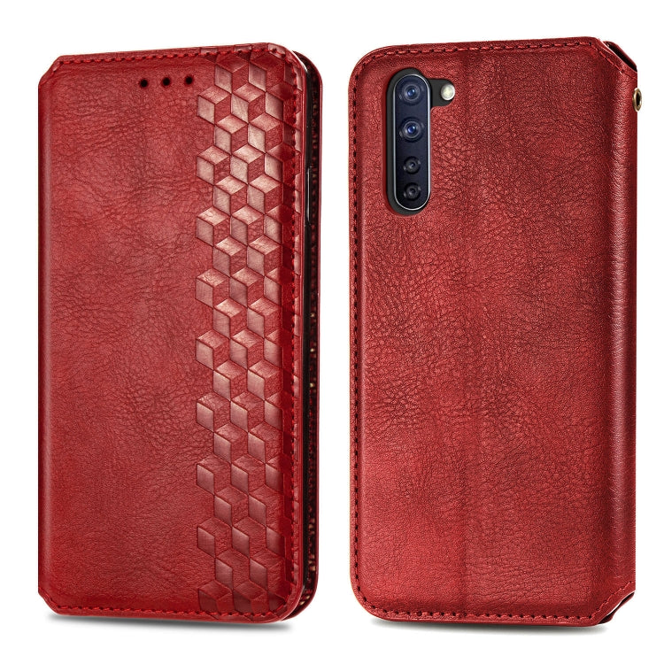 For OPPO Reno 3A Cubic Grid Pressed Horizontal Flip Magnetic PU Leather Case with Holder & Card Slots & Wallet