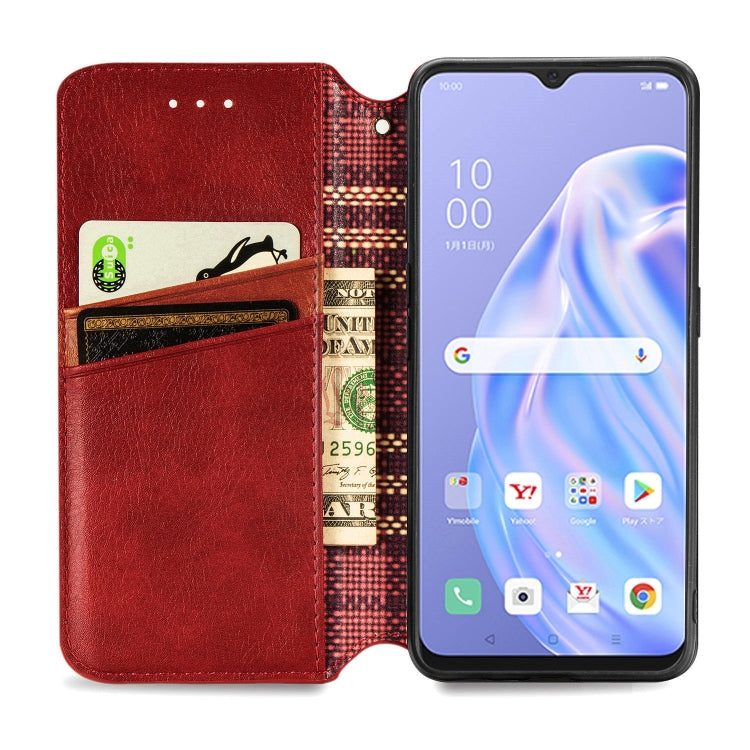 For OPPO Reno 3A Cubic Grid Pressed Horizontal Flip Magnetic PU Leather Case with Holder & Card Slots & Wallet