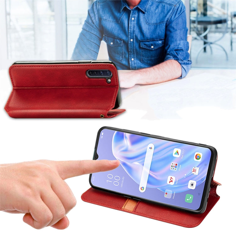 For OPPO Reno 3A Cubic Grid Pressed Horizontal Flip Magnetic PU Leather Case with Holder & Card Slots & Wallet