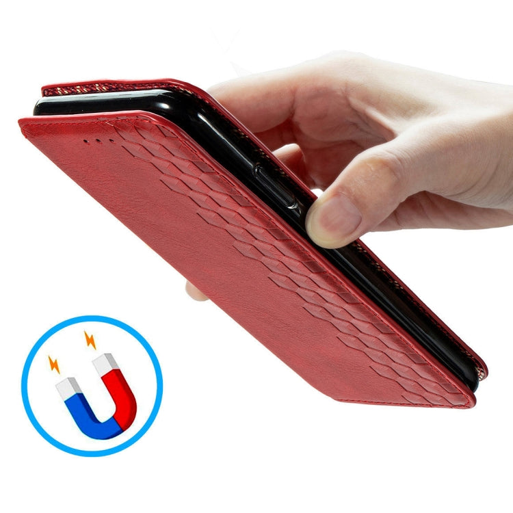 For OPPO Reno 3A Cubic Grid Pressed Horizontal Flip Magnetic PU Leather Case with Holder & Card Slots & Wallet