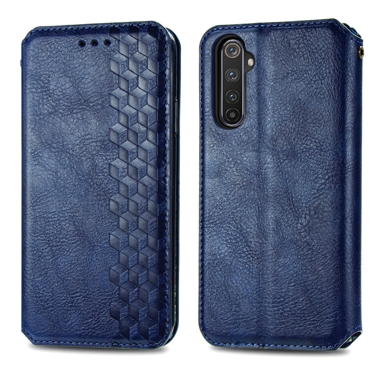 For OPPO Realme 6 Pro Cubic Grid Pressed Horizontal Flip Magnetic PU Leather Case with Holder & Card Slots & Wallet
