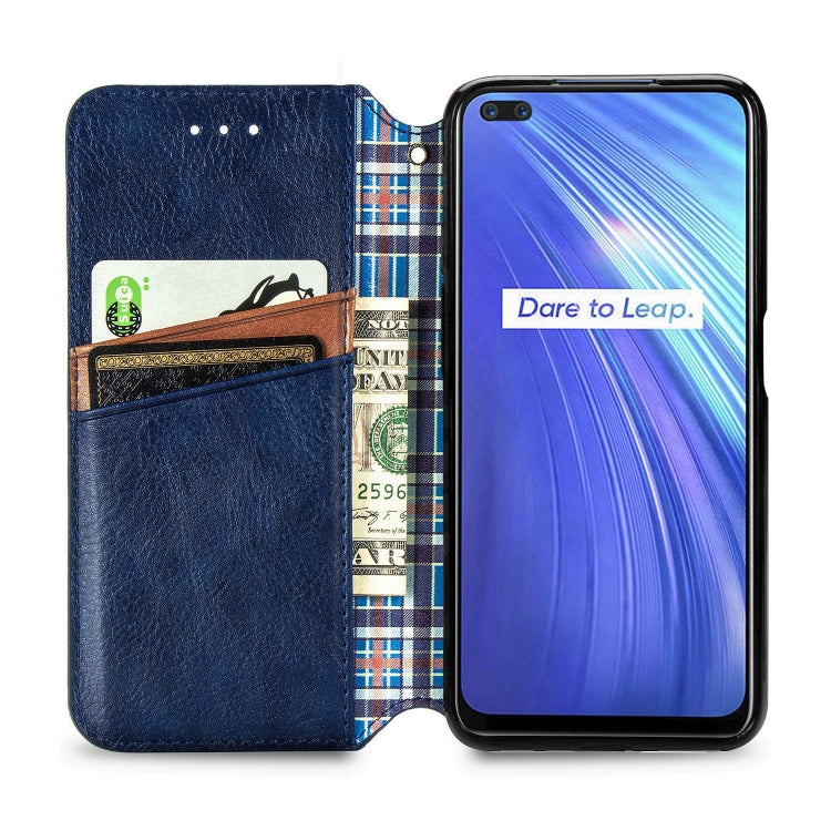 For OPPO Realme 6 Pro Cubic Grid Pressed Horizontal Flip Magnetic PU Leather Case with Holder & Card Slots & Wallet