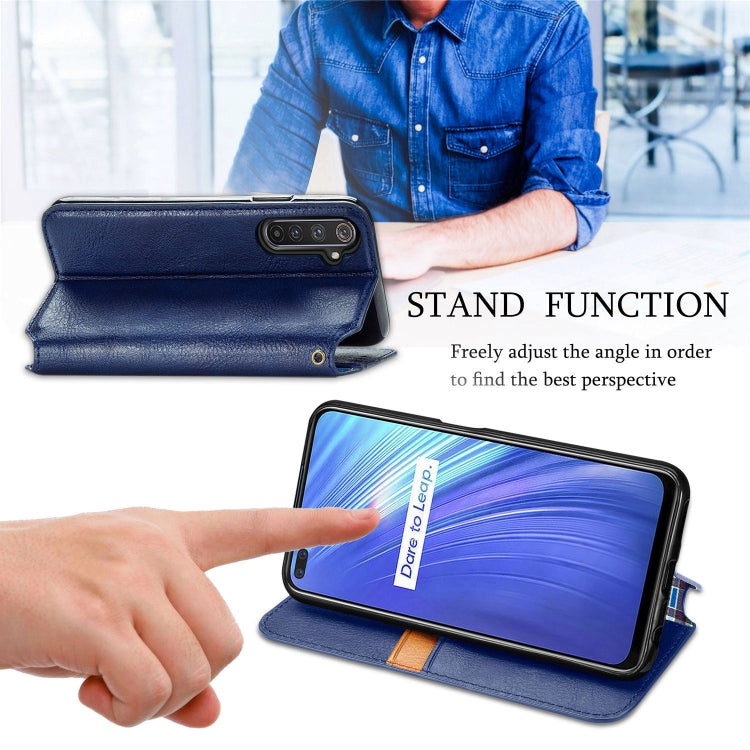 For OPPO Realme 6 Pro Cubic Grid Pressed Horizontal Flip Magnetic PU Leather Case with Holder & Card Slots & Wallet