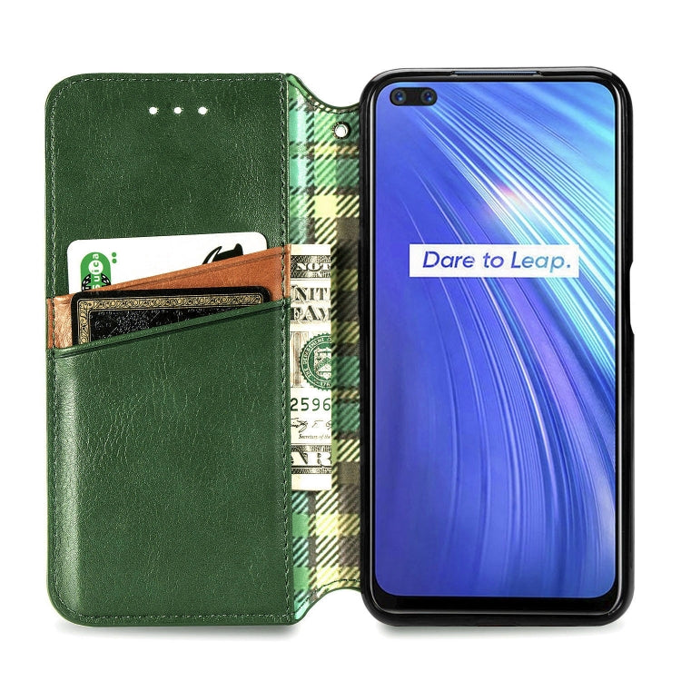 For OPPO Realme 6 Pro Cubic Grid Pressed Horizontal Flip Magnetic PU Leather Case with Holder & Card Slots & Wallet