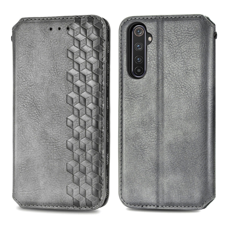 For OPPO Realme 6 Pro Cubic Grid Pressed Horizontal Flip Magnetic PU Leather Case with Holder & Card Slots & Wallet