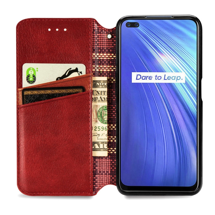 For OPPO Realme 6 Pro Cubic Grid Pressed Horizontal Flip Magnetic PU Leather Case with Holder & Card Slots & Wallet