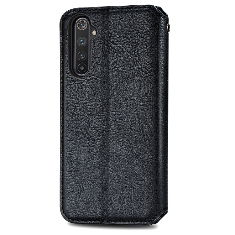 For OPPO Realme 6 Cubic Grid Pressed Horizontal Flip Magnetic PU Leather Case with Holder & Card Slots & Wallet