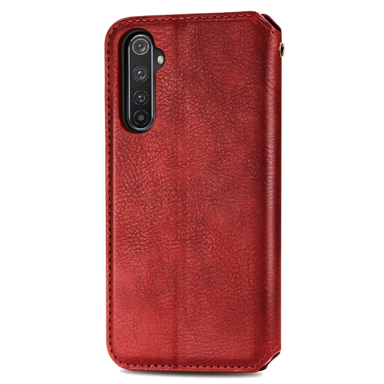 For OPPO Realme 6 Cubic Grid Pressed Horizontal Flip Magnetic PU Leather Case with Holder & Card Slots & Wallet