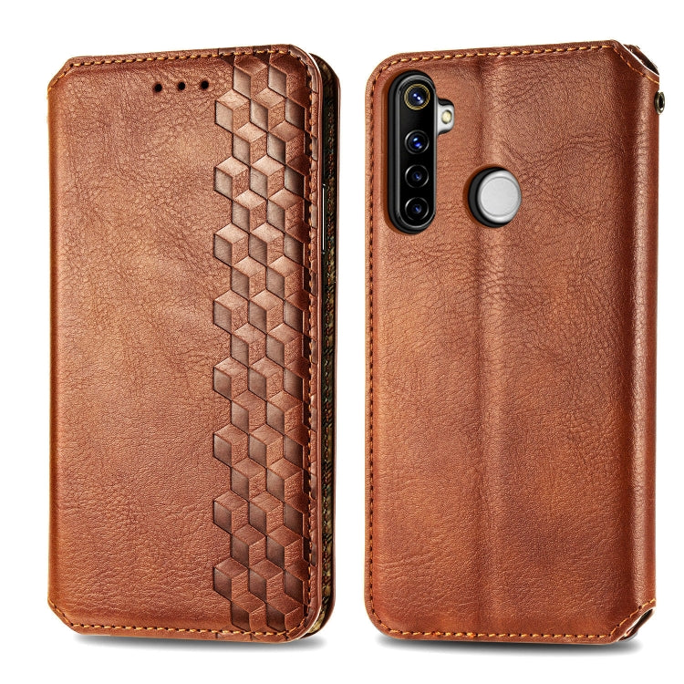 For OPPO Realme 6i Cubic Grid Pressed Horizontal Flip Magnetic PU Leather Case with Holder & Card Slots & Wallet