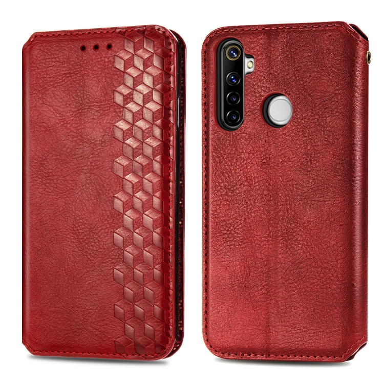 For OPPO Realme 6i Cubic Grid Pressed Horizontal Flip Magnetic PU Leather Case with Holder & Card Slots & Wallet