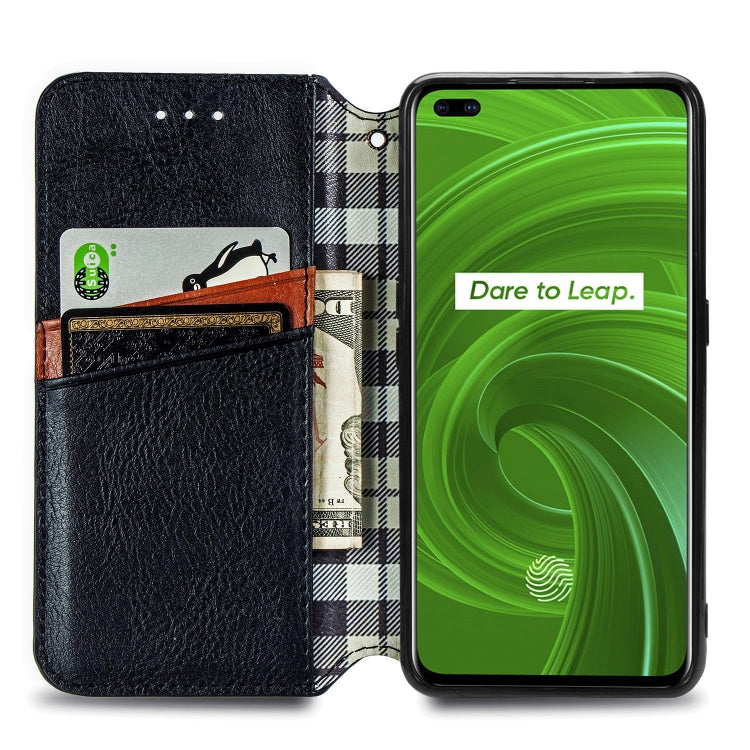 For OPPO Realme X50 Pro 5G Cubic Grid Pressed Horizontal Flip Magnetic PU Leather Case with Holder & Card Slots & Wallet