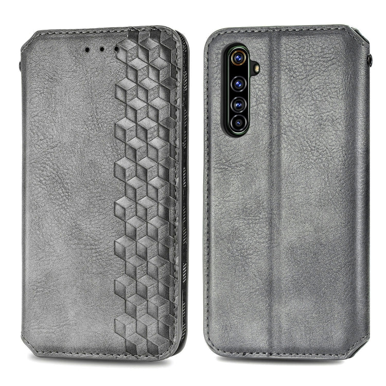 For OPPO Realme X50 Pro 5G Cubic Grid Pressed Horizontal Flip Magnetic PU Leather Case with Holder & Card Slots & Wallet